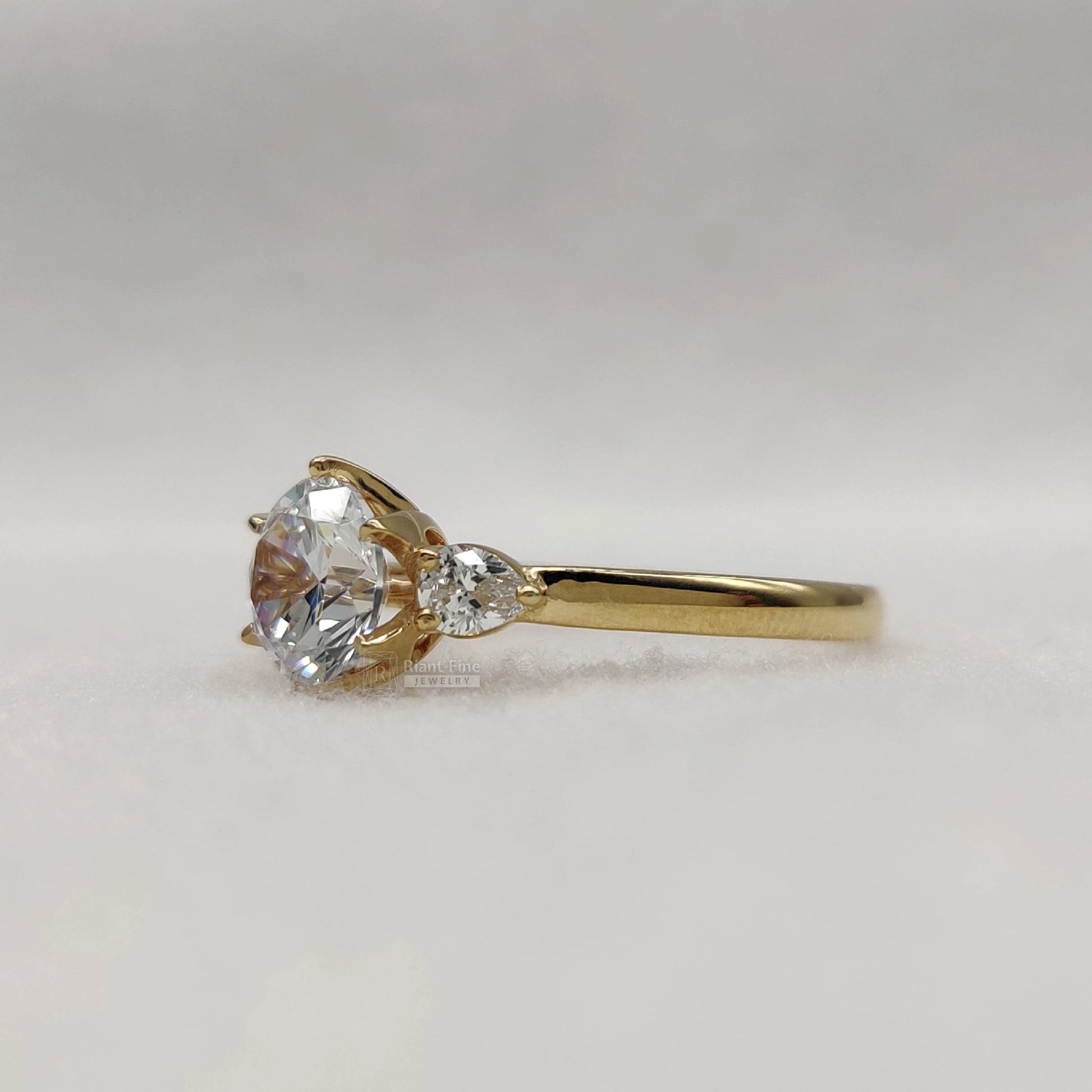 Three Stone Lab Grown Diamond Wedding Ring | 14K Rose Gold - Riant Fine Jewelry LLC