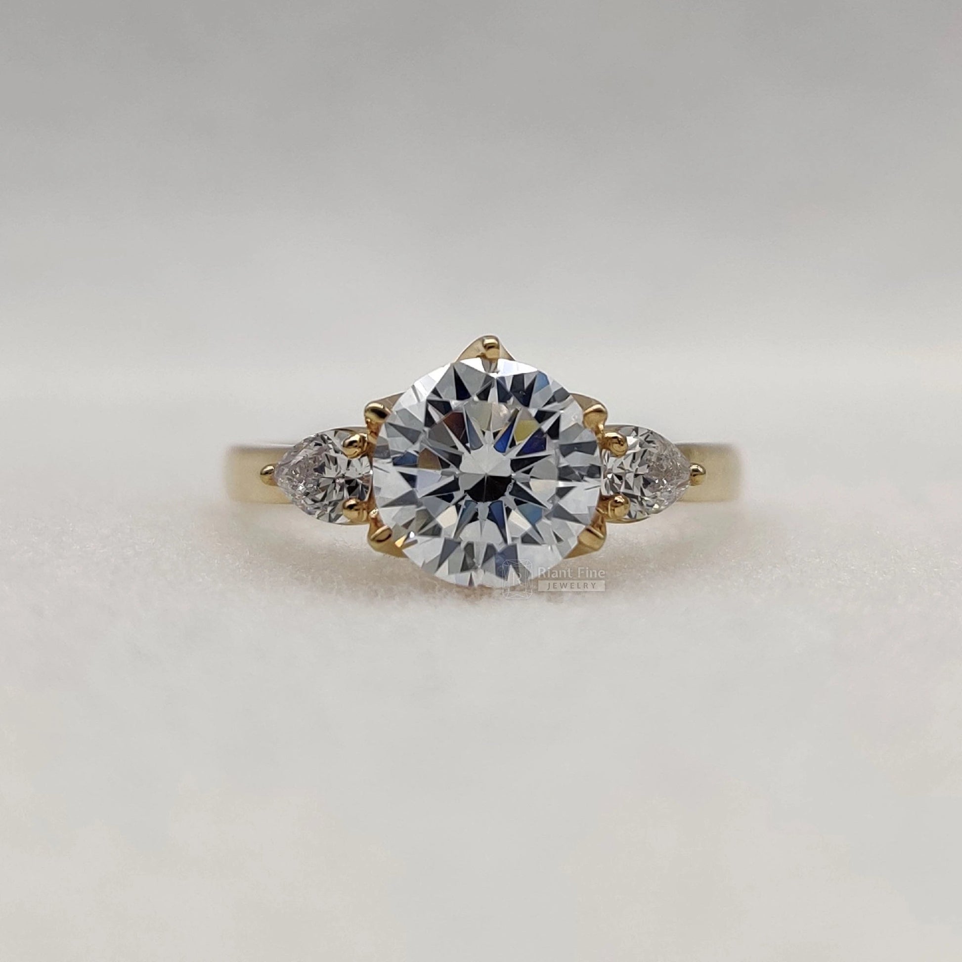 Three Stone Lab Grown Diamond Wedding Ring | 14K Rose Gold - Riant Fine Jewelry LLC