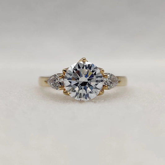 Three Stone Lab Grown Diamond Wedding Ring | 14K Rose Gold - Riant Fine Jewelry LLC