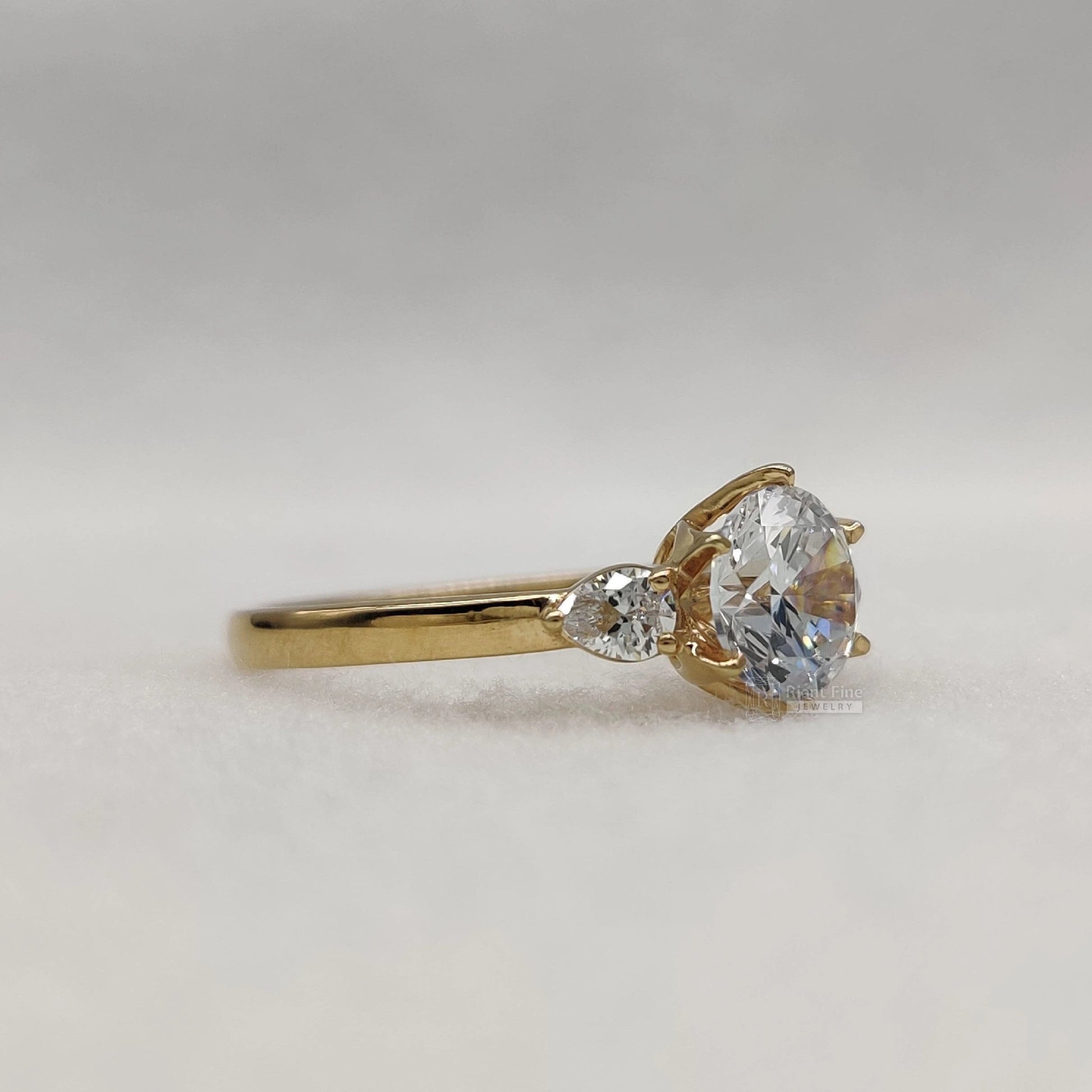 Three Stone Lab Grown Diamond Wedding Ring | 14K Rose Gold - Riant Fine Jewelry LLC