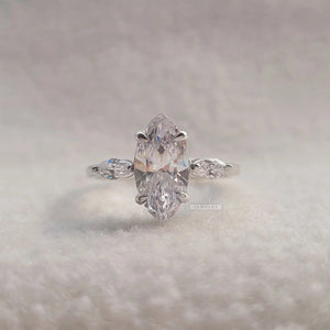 Three Stone Marquise Diamond White Gold Wedding Ring