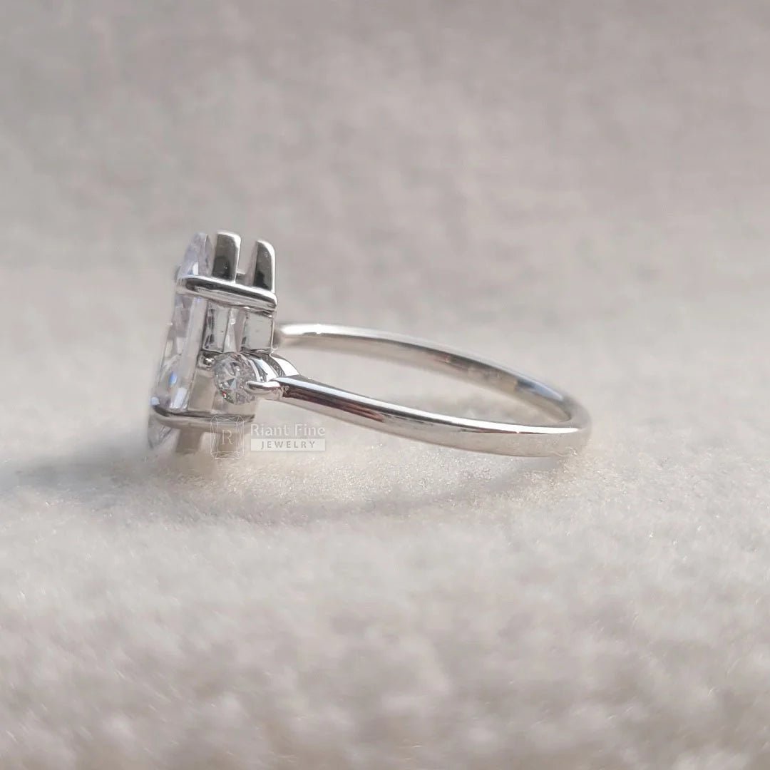 Three Stone Marquise Diamond White Gold Wedding Ring - Riant Fine Jewelry