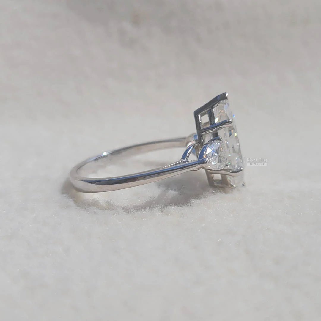 Three Stone Marquise Lab Diamond Engagement Ring - Riant Fine Jewelry LLC