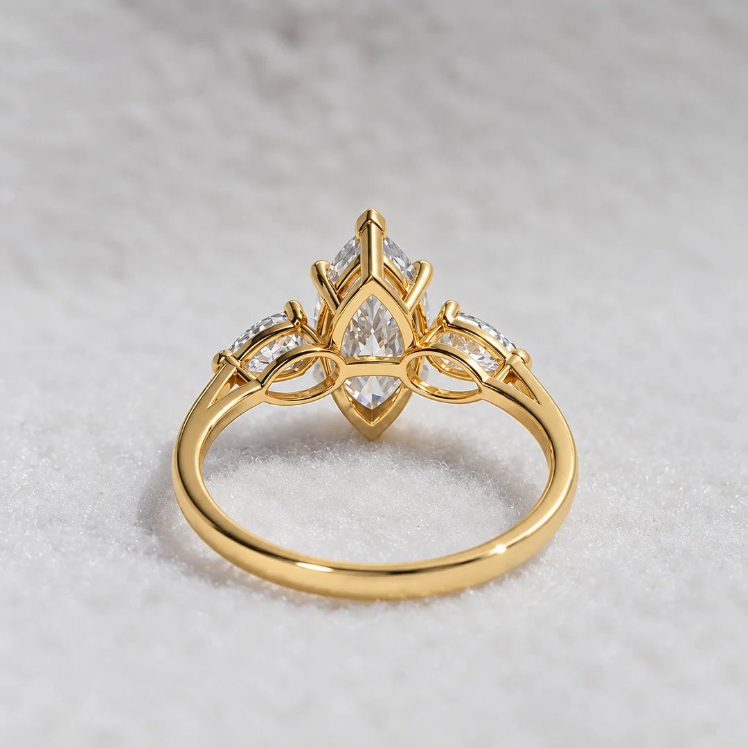 Three Stone Marquise Lab Diamond Engagement Ring - Riant Fine Jewelry LLC