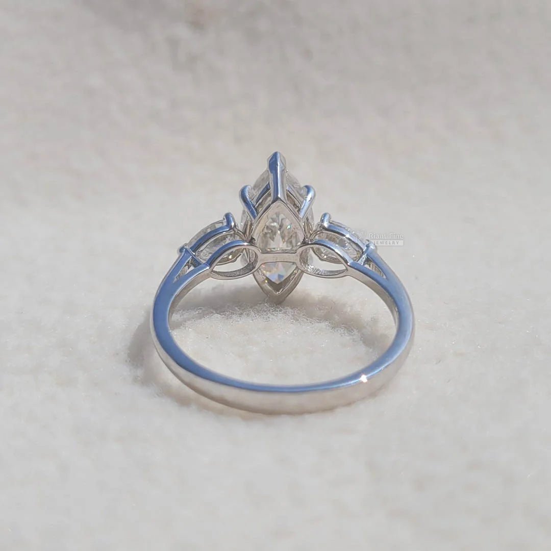 Three Stone Marquise Lab Diamond Engagement Ring - Riant Fine Jewelry LLC