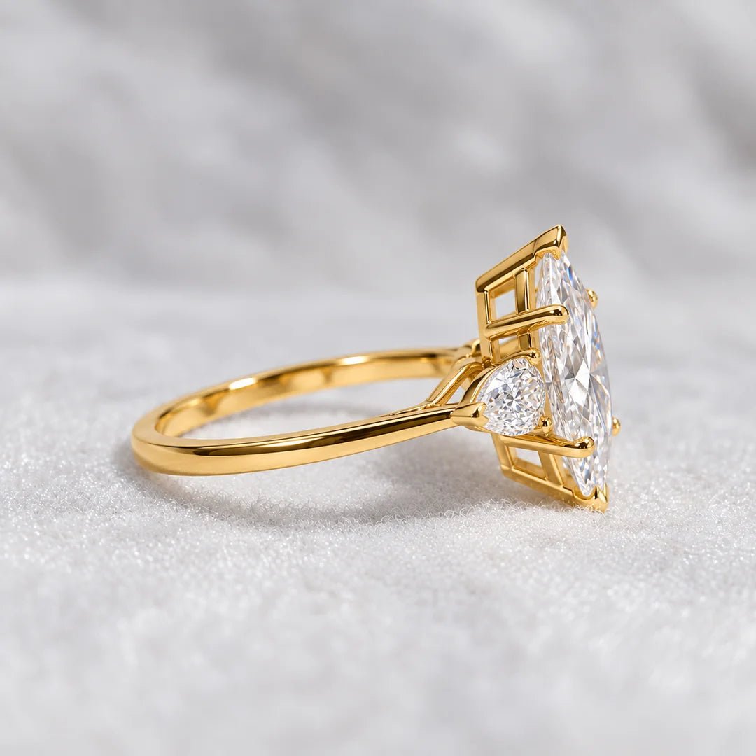 Three Stone Marquise Lab Diamond Engagement Ring - Riant Fine Jewelry LLC