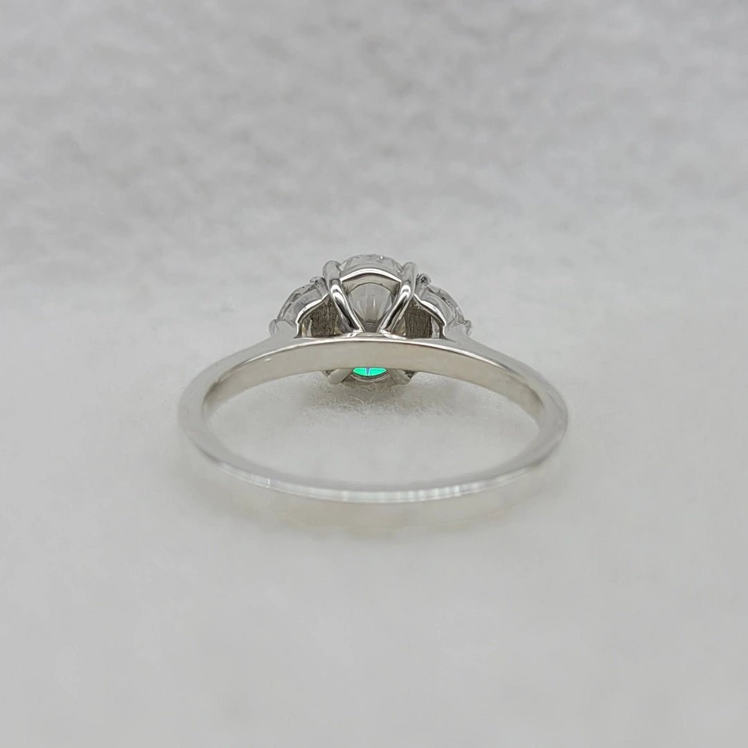 Three Stone Oval Diamond Engagement Ring in White Gold - Riant Fine Jewelry LLC