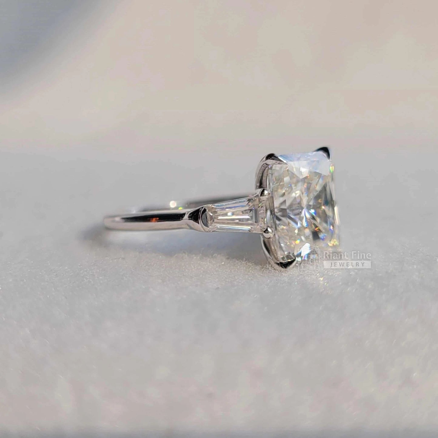 Three Stone Radiant Lab Grown Diamond Ring in 14K Gold - Riant Fine Jewelry LLC
