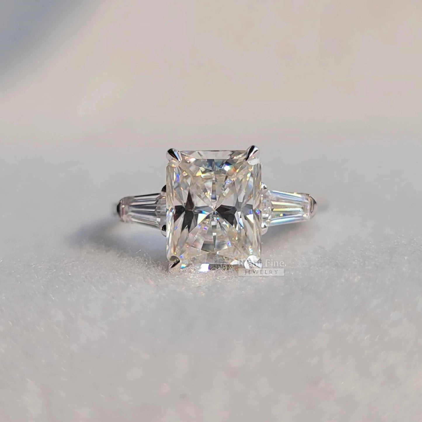Three Stone Radiant Lab Grown Diamond Ring in 14K Gold - Riant Fine Jewelry LLC