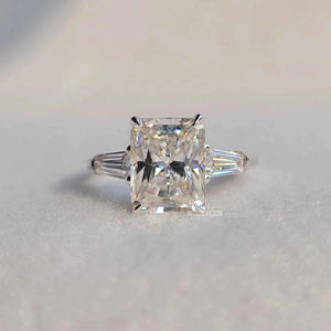 Three Stone Radiant Lab Grown Diamond Ring in 14K Gold