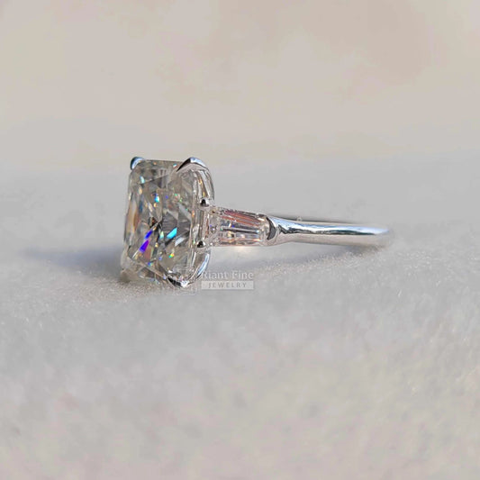 Three Stone Radiant Lab Grown Diamond Ring in 14K Gold - Riant Fine Jewelry LLC