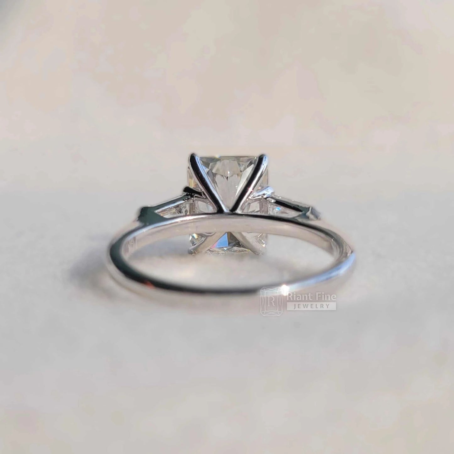 Three Stone Radiant Lab Grown Diamond Ring in 14K Gold - Riant Fine Jewelry LLC