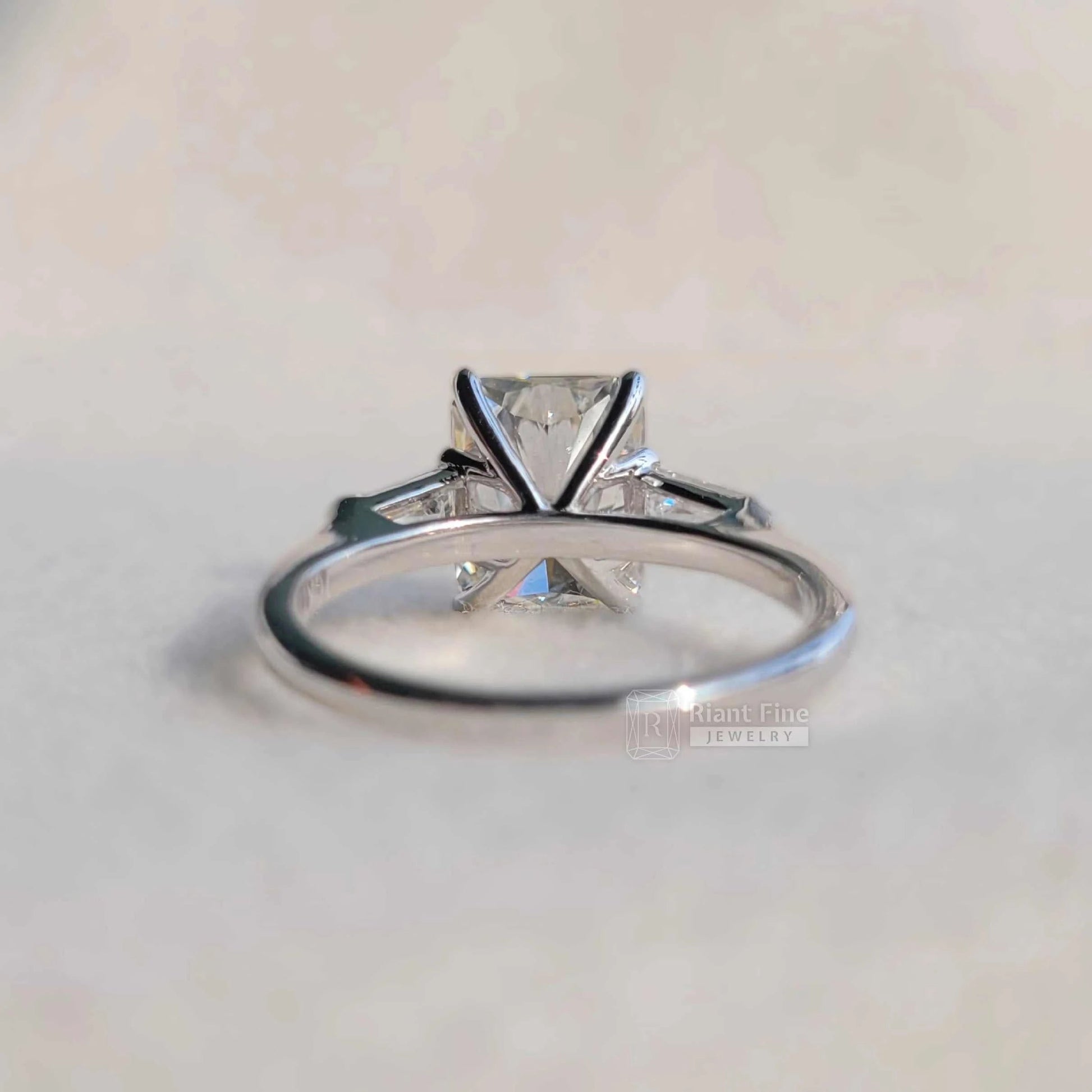 Three Stone Radiant Lab Grown Diamond Ring in 14K Gold - Riant Fine Jewelry LLC