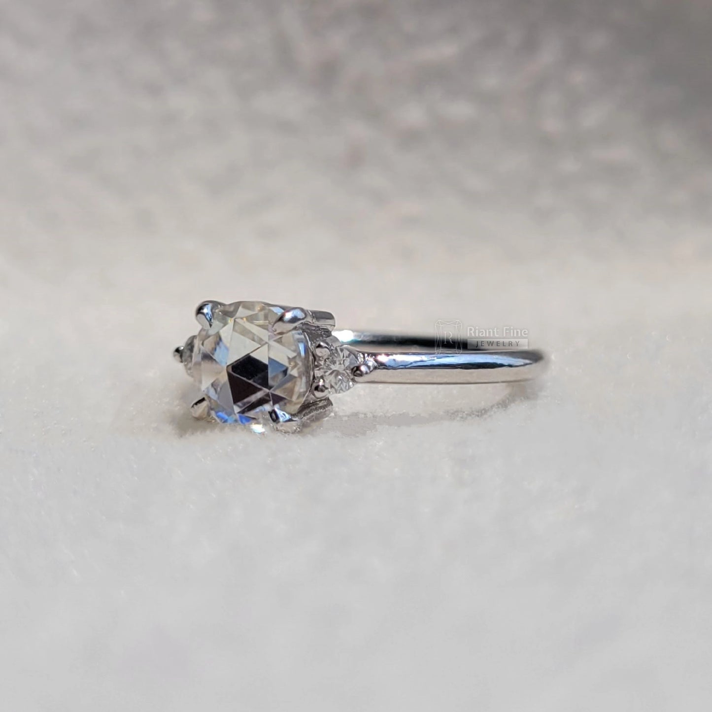 rose cut lab created diamond promise rings, jewelry