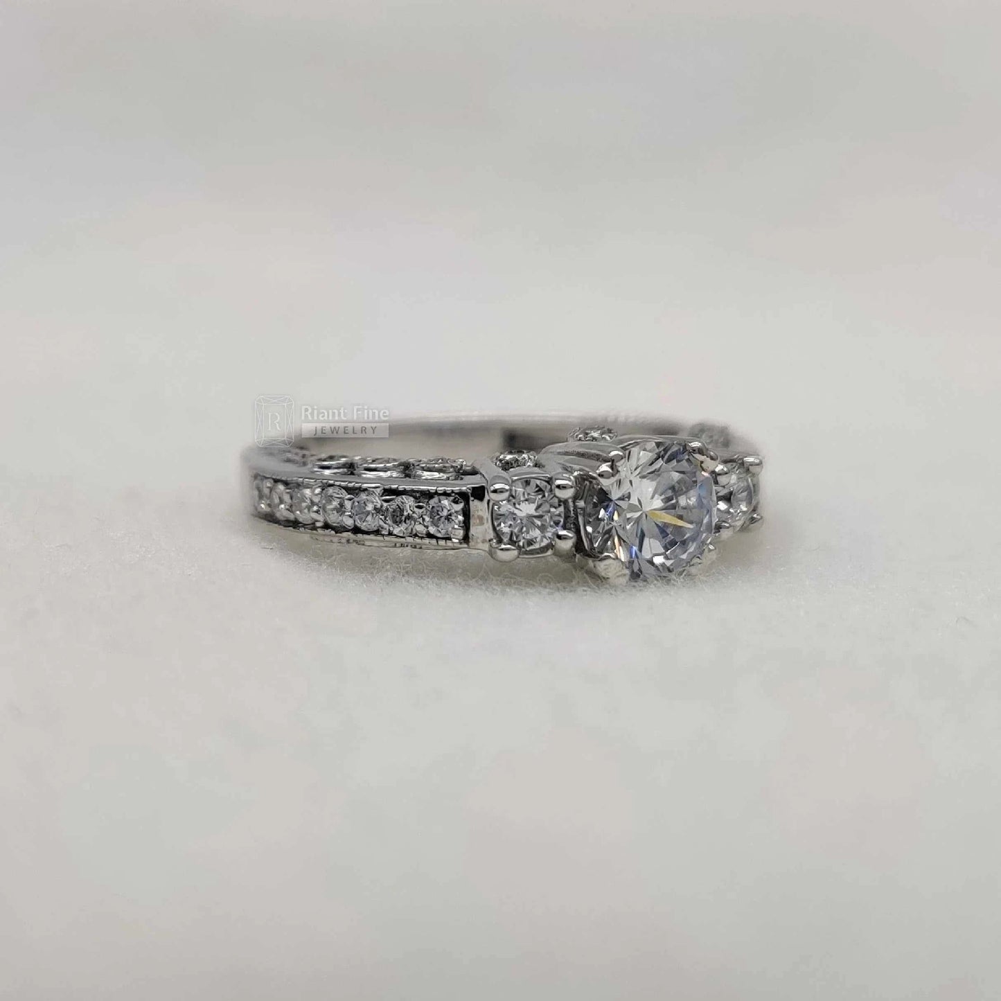 Three Stone Round Lab Grown Diamond Engagement Ring - Riant Fine Jewelry LLC
