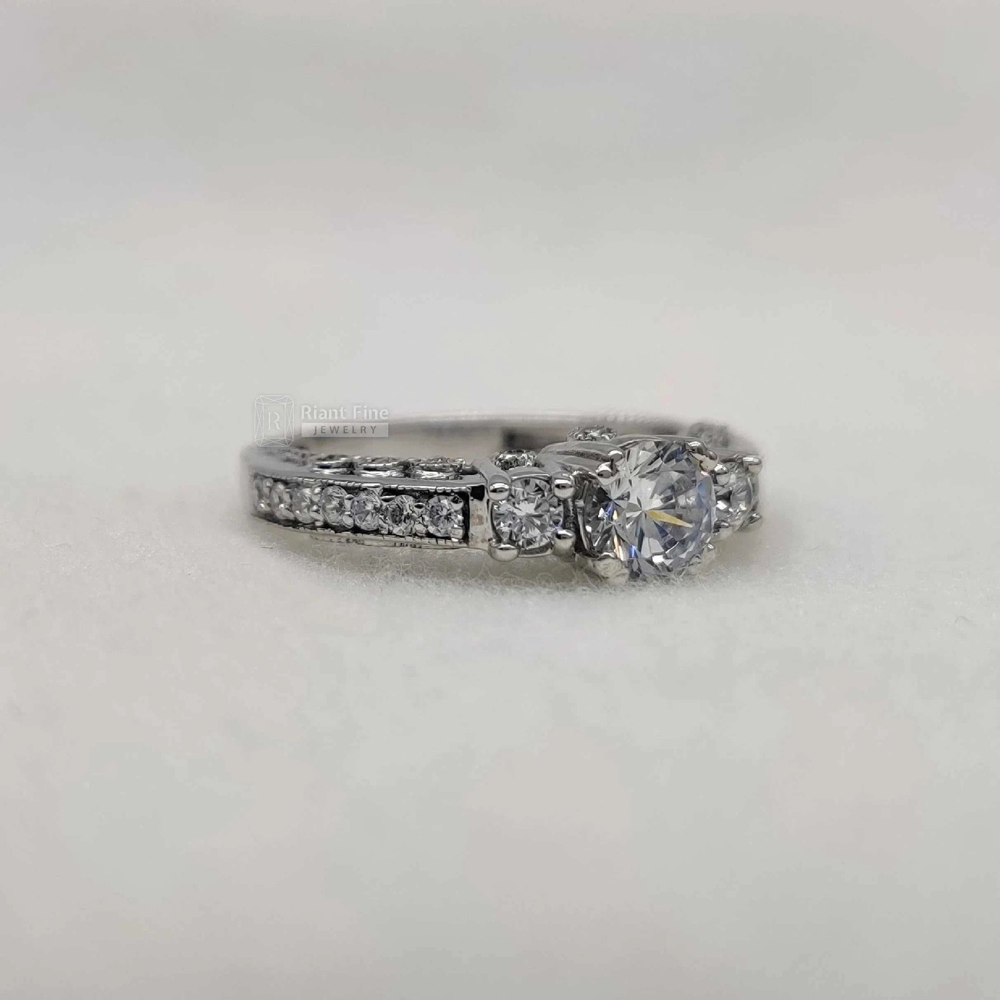 Three Stone Round Lab Grown Diamond Engagement Ring - Riant Fine Jewelry LLC