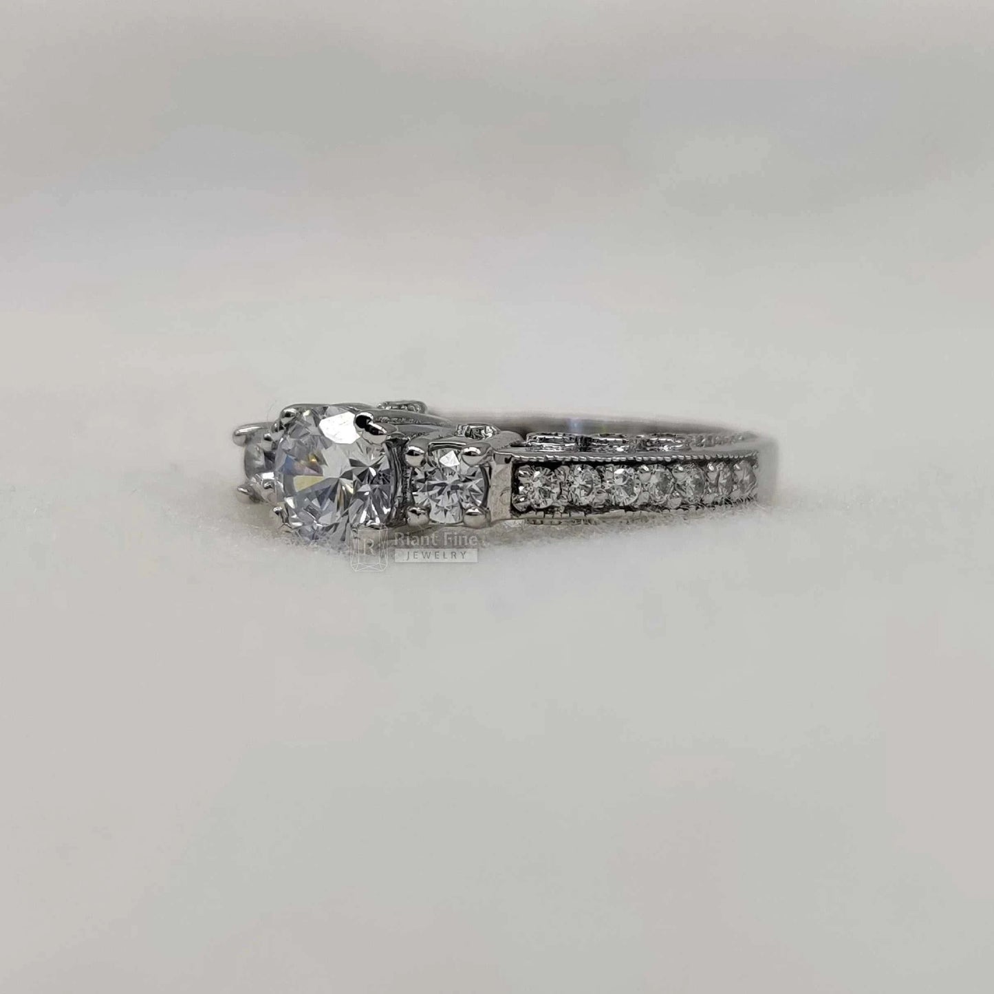 Three Stone Round Lab Grown Diamond Engagement Ring - Riant Fine Jewelry LLC