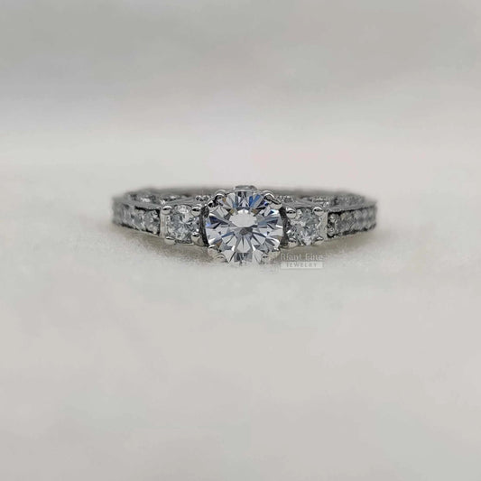 Three Stone Round Lab Grown Diamond Engagement Ring - Riant Fine Jewelry LLC