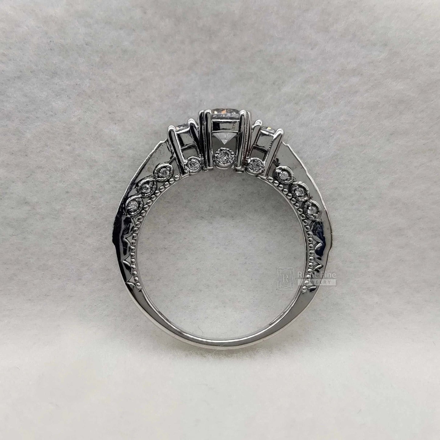 Three Stone Round Lab Grown Diamond Engagement Ring - Riant Fine Jewelry LLC