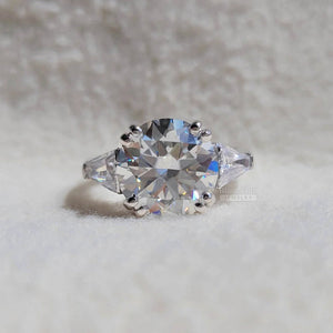 Three Stone Round Moissanite Unique Engagement Ring