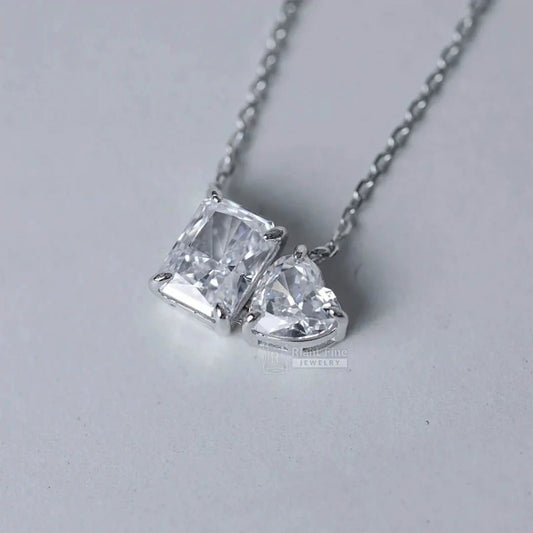 Toi Et Moi Moissanite Pendant Necklace In 14K Gold - Riant Fine Jewelry