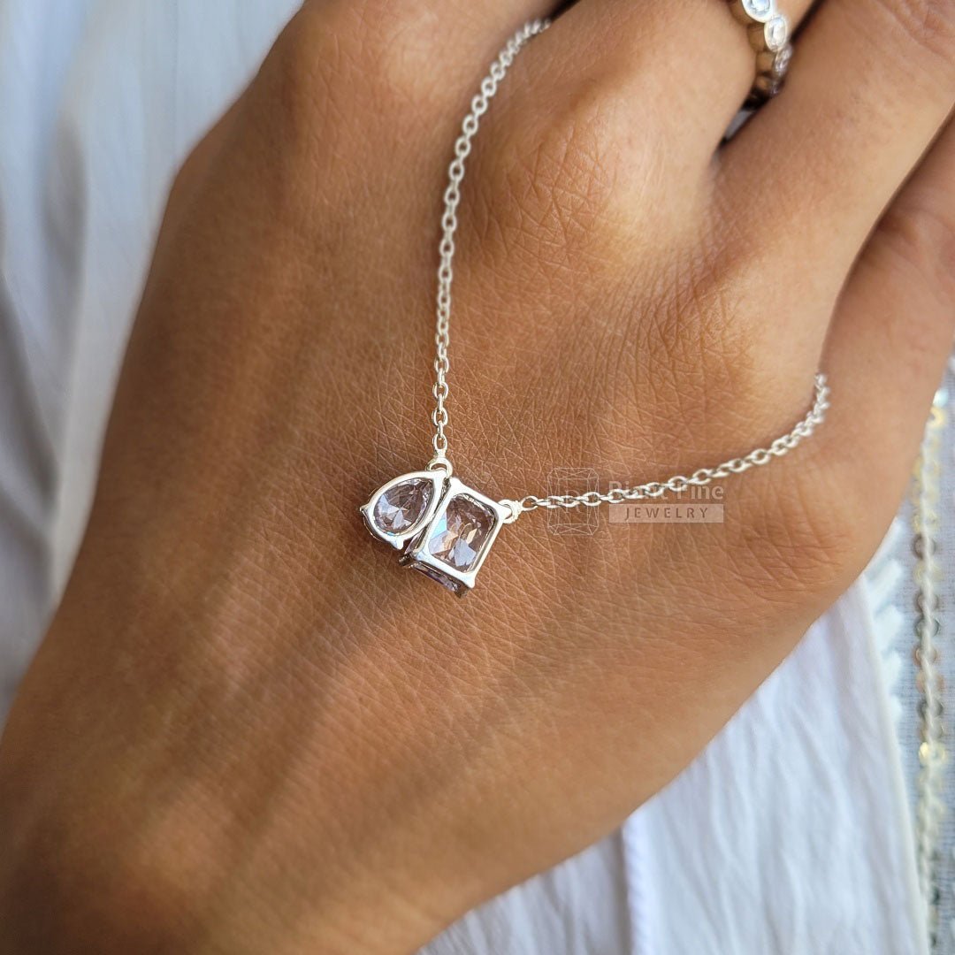 Toi Et Moi Necklace With Radiant & Pear Moissanite - Riant Fine Jewelry