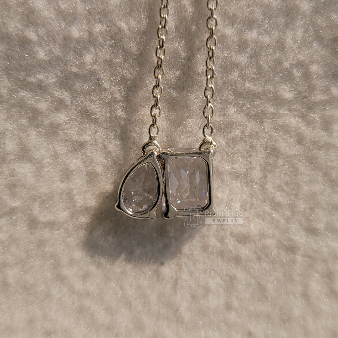 Toi Et Moi Necklace With Radiant & Pear Moissanite - Riant Fine Jewelry