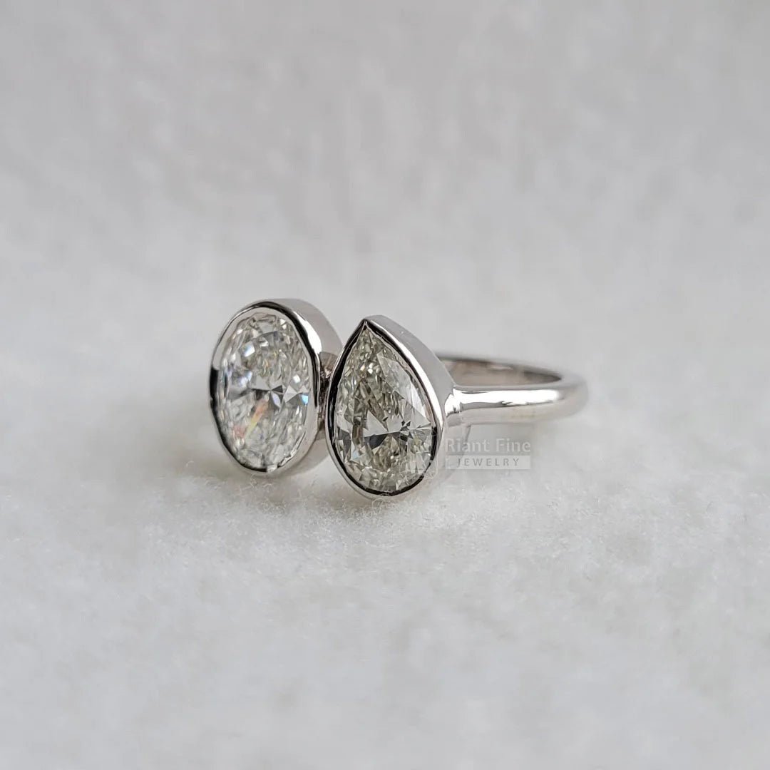 Toi Et Moi Oval & Pear Lab Diamond Engagement Ring - Riant Fine Jewelry LLC