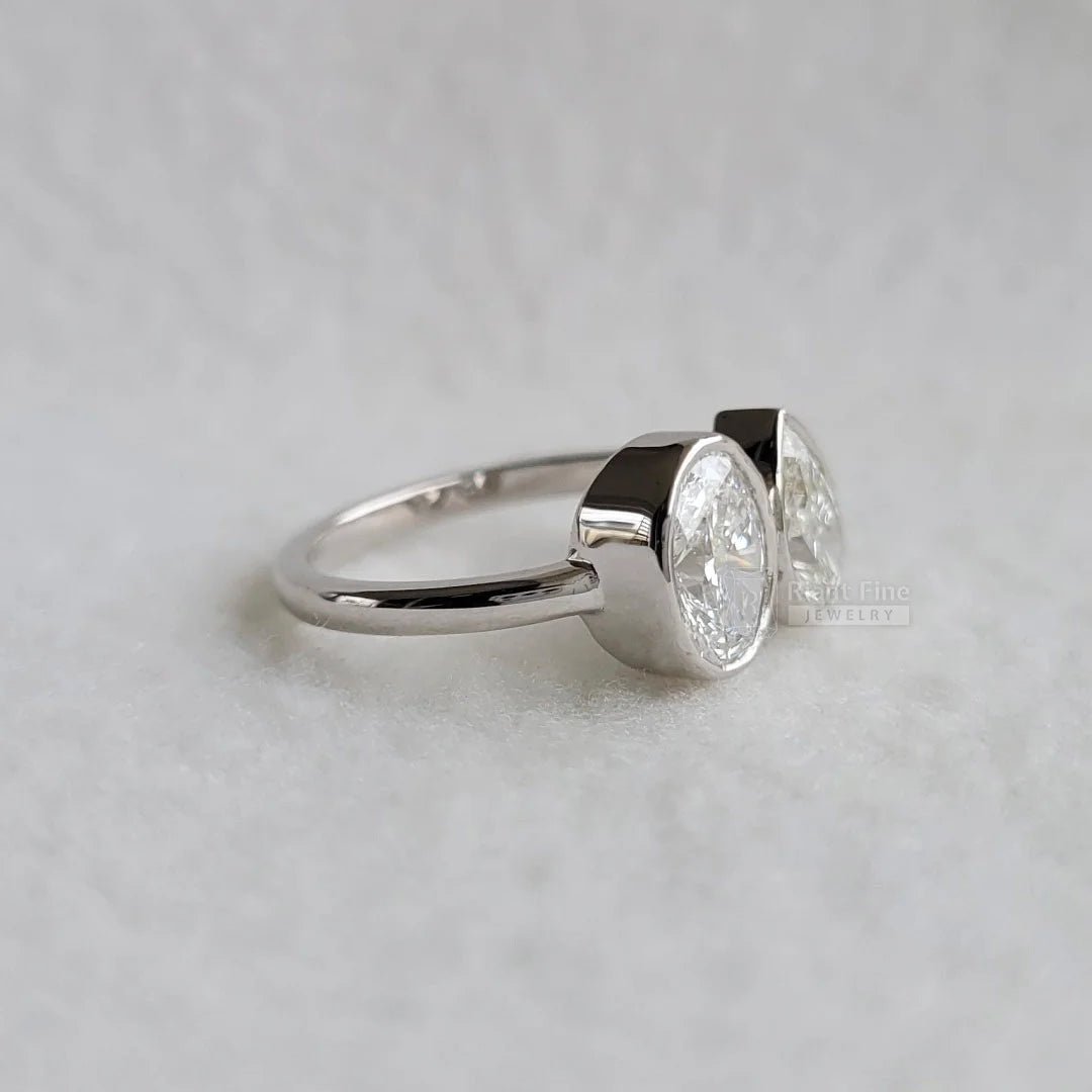 Toi Et Moi Oval & Pear Lab Diamond Engagement Ring - Riant Fine Jewelry LLC