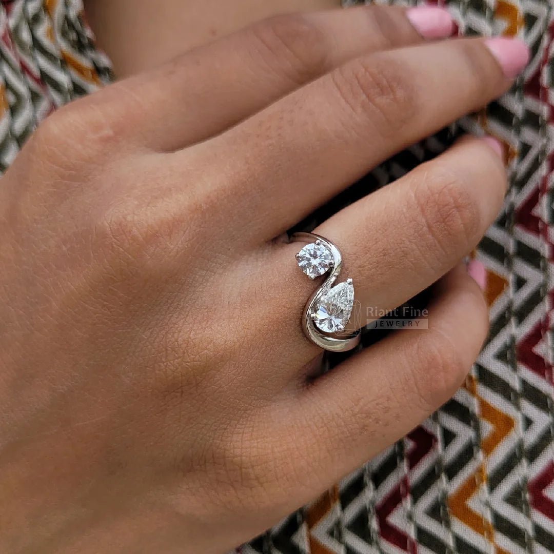 Toi Et Moi Pear & Round Lab Diamond Promise Ring - Riant Fine Jewelry LLC