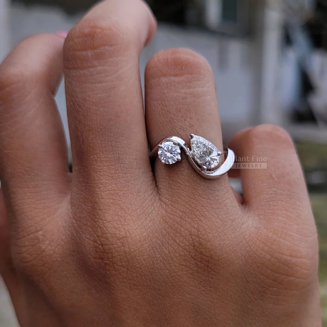 Toi Et Moi Pear & Round Lab Diamond Promise Ring - Riant Fine Jewelry LLC