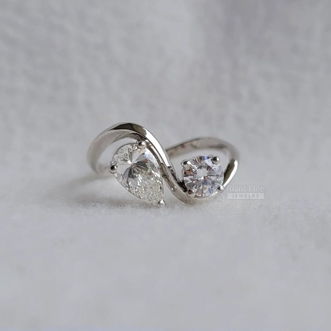 Toi Et Moi Pear & Round Lab Diamond Promise Ring - Riant Fine Jewelry LLC