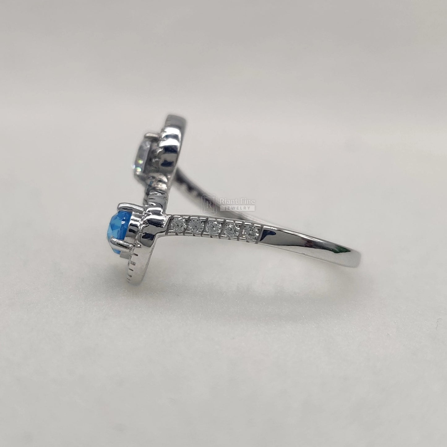 Toi Et Moi Round & Pear Cut Moissanite Engagement Ring - Riant Fine Jewelry LLC