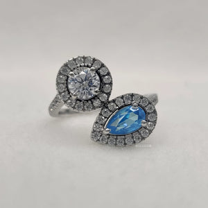 Toi Et Moi Round & Pear Cut Moissanite Engagement Ring