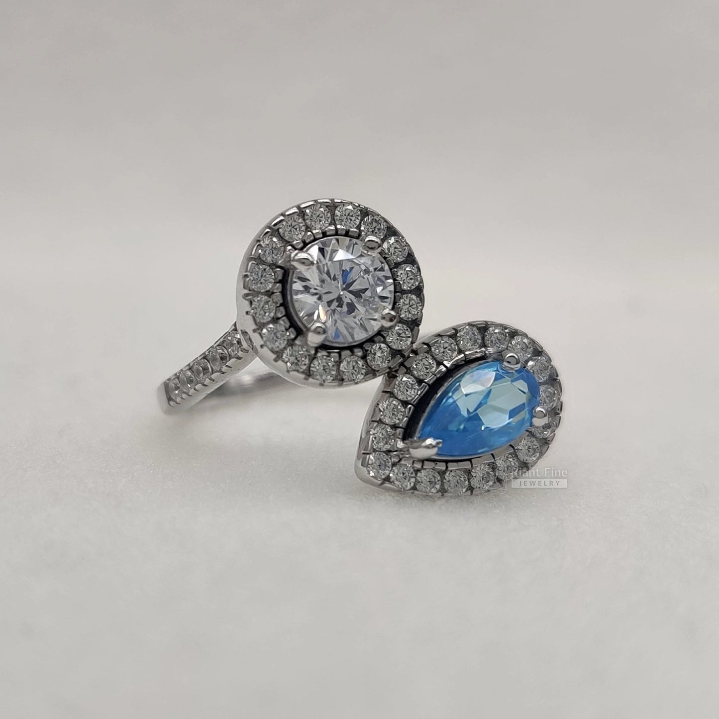 Toi Et Moi Round & Pear Cut Moissanite Engagement Ring - Riant Fine Jewelry LLC