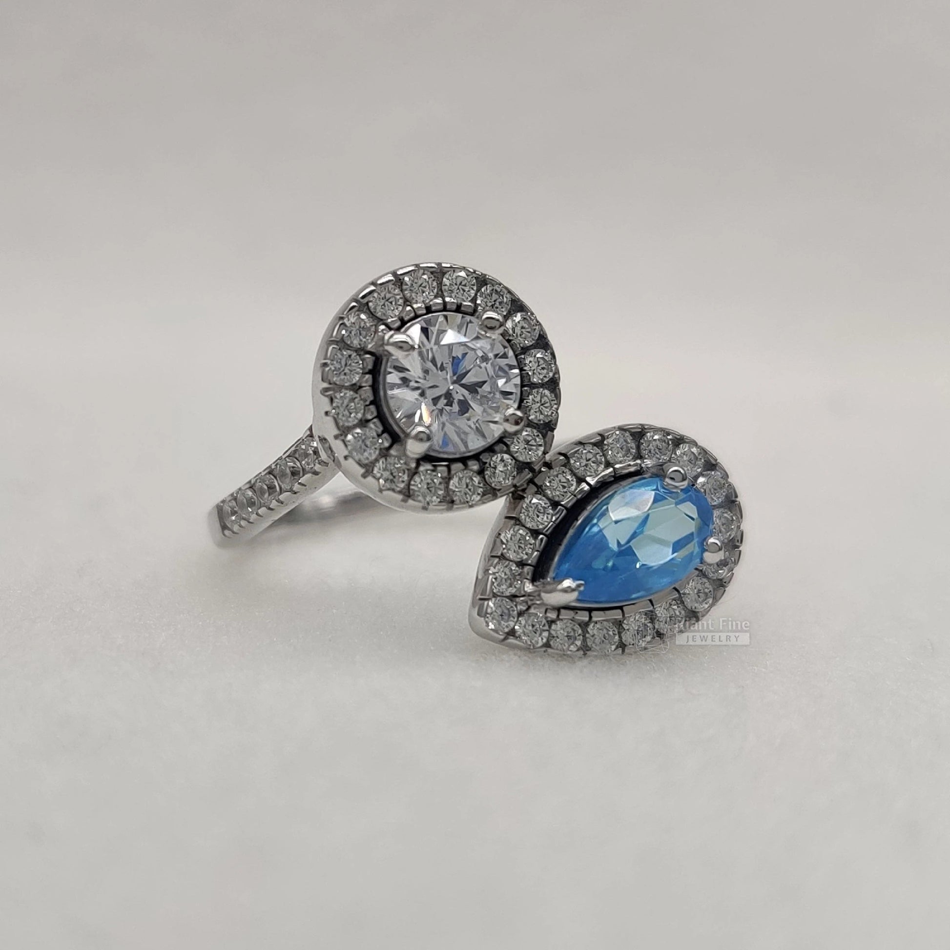 Toi Et Moi Round & Pear Cut Moissanite Engagement Ring - Riant Fine Jewelry LLC