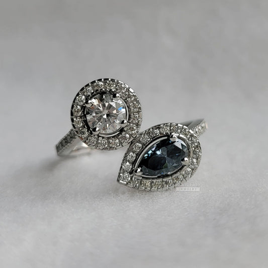 Toi Et Moi Round & Pear Lab Diamond Ring – Riant Fine Jewelry - Riant Fine Jewelry LLC