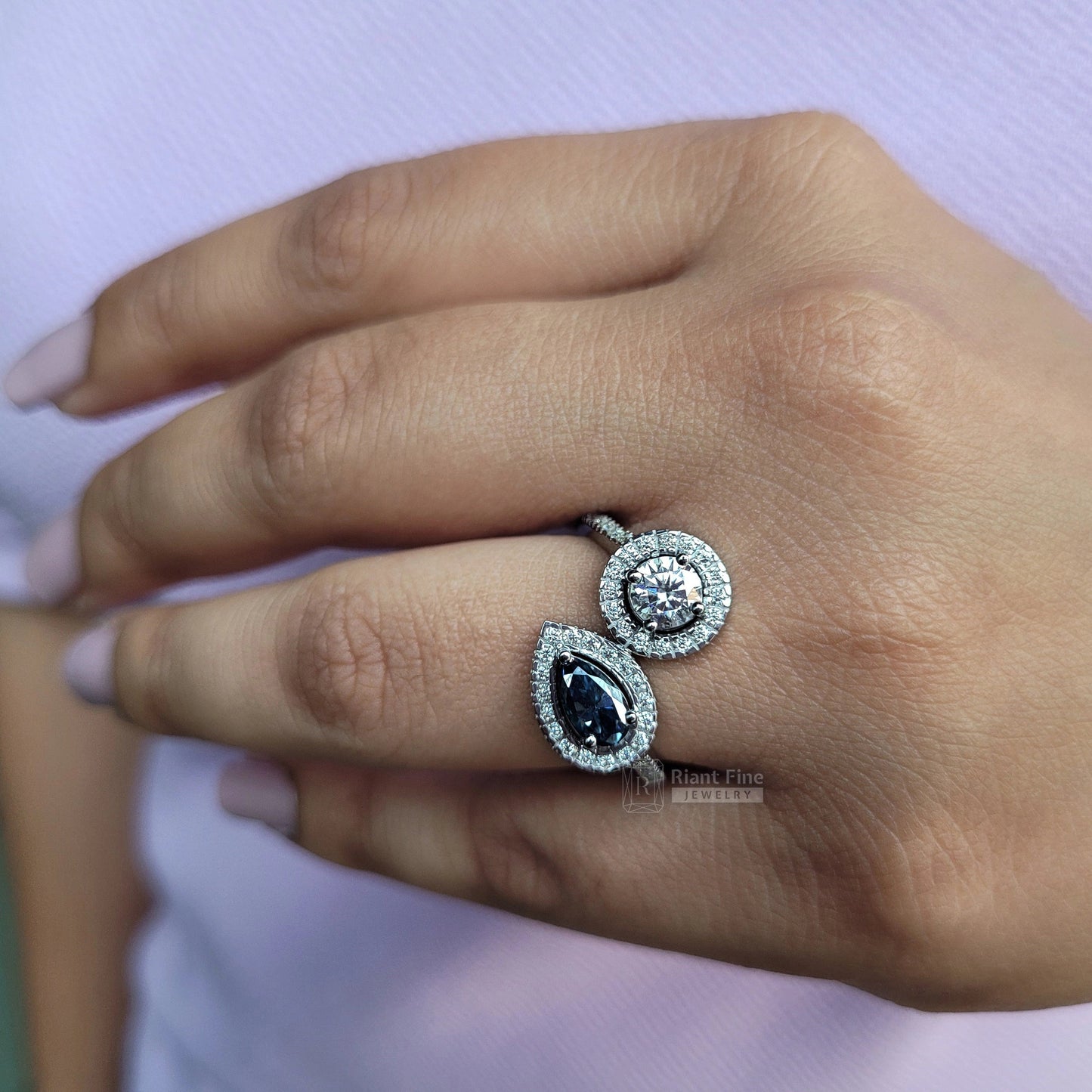 Toi Et Moi Round & Pear Lab Diamond Ring – Riant Fine Jewelry - Riant Fine Jewelry LLC