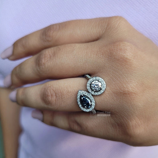 Toi Et Moi Round & Pear Lab Diamond Ring – Riant Fine Jewelry - Riant Fine Jewelry LLC