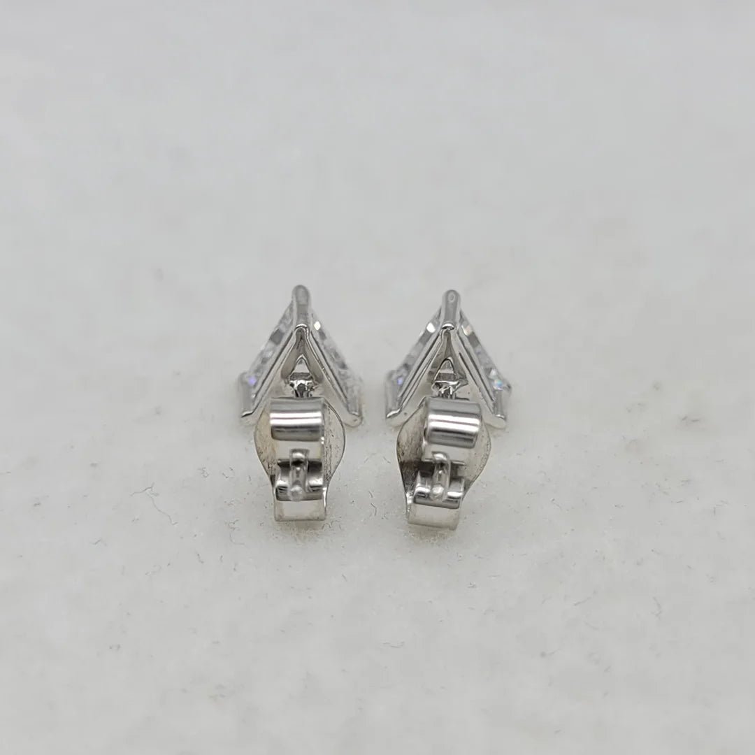 Triangle Cut Lab Grown Diamond Stud Earrings in 925 Sterling Silver - Riant Fine Jewelry LLC