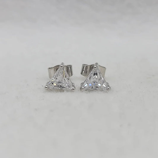 Triangle Cut Lab Grown Diamond Stud Earrings in 925 Sterling Silver - Riant Fine Jewelry LLC