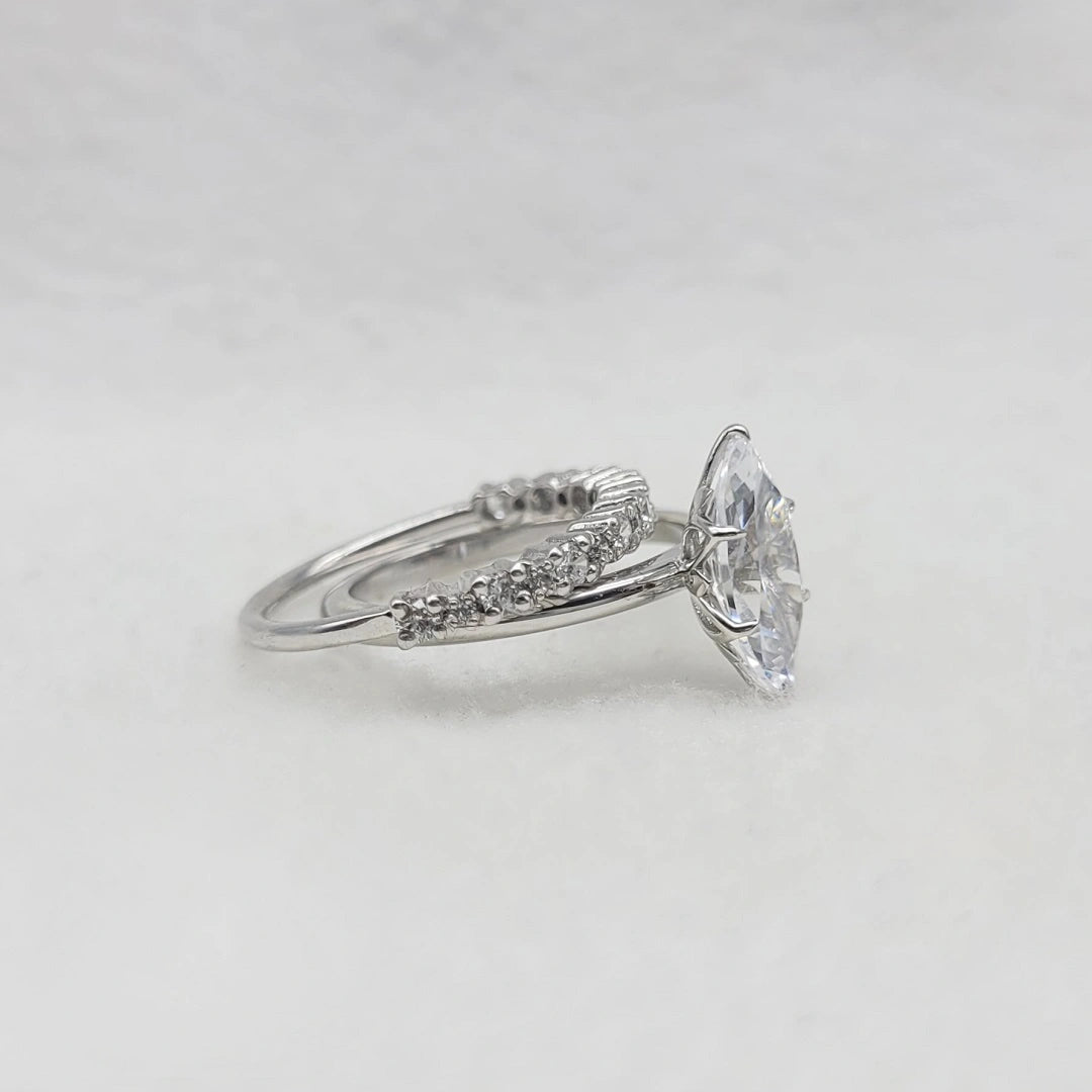 Marquise Solitaire Ring with Half Eternity Band