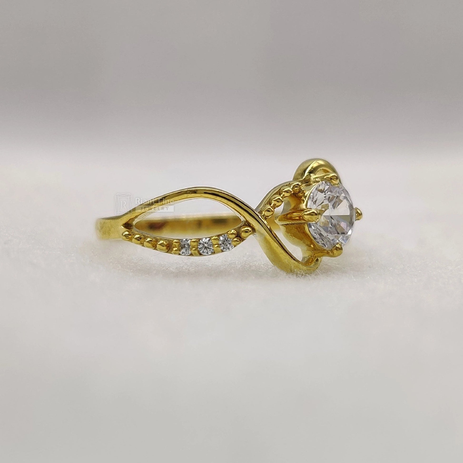 Twisted Lab Diamond Pave Set Wedding Ring 14K Gold - Riant Fine Jewelry LLC