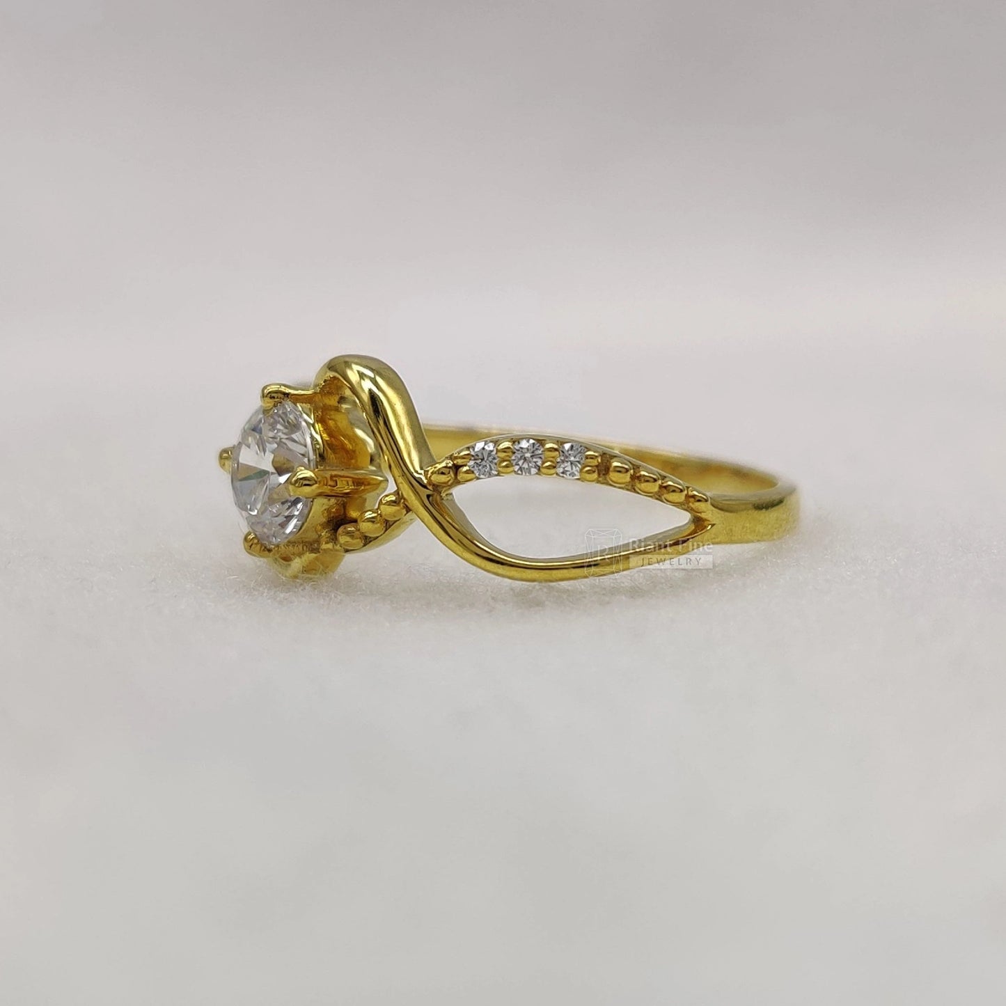 Twisted Lab Diamond Pave Set Wedding Ring 14K Gold - Riant Fine Jewelry LLC