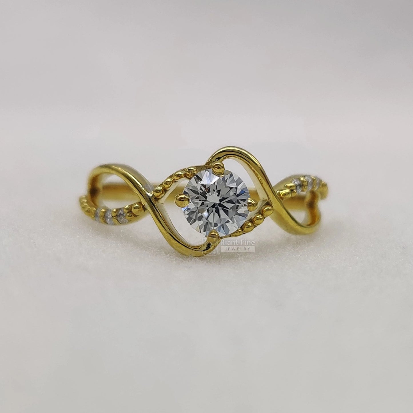 Twisted Lab Diamond Pave Set Wedding Ring 14K Gold - Riant Fine Jewelry LLC