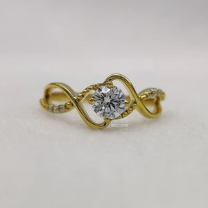 Twisted Lab Diamond Pave Set Wedding Ring 14K Gold