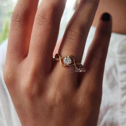 Twisted Lab Diamond Pave Set Wedding Ring 14K Gold - Riant Fine Jewelry LLC