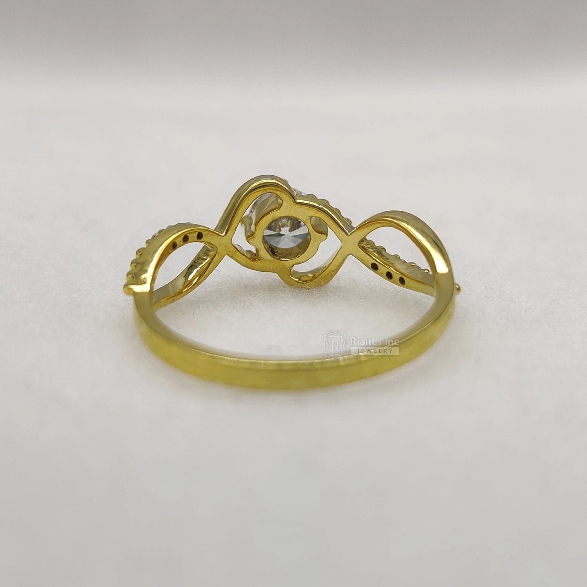 Twisted Lab Diamond Pave Set Wedding Ring 14K Gold - Riant Fine Jewelry LLC