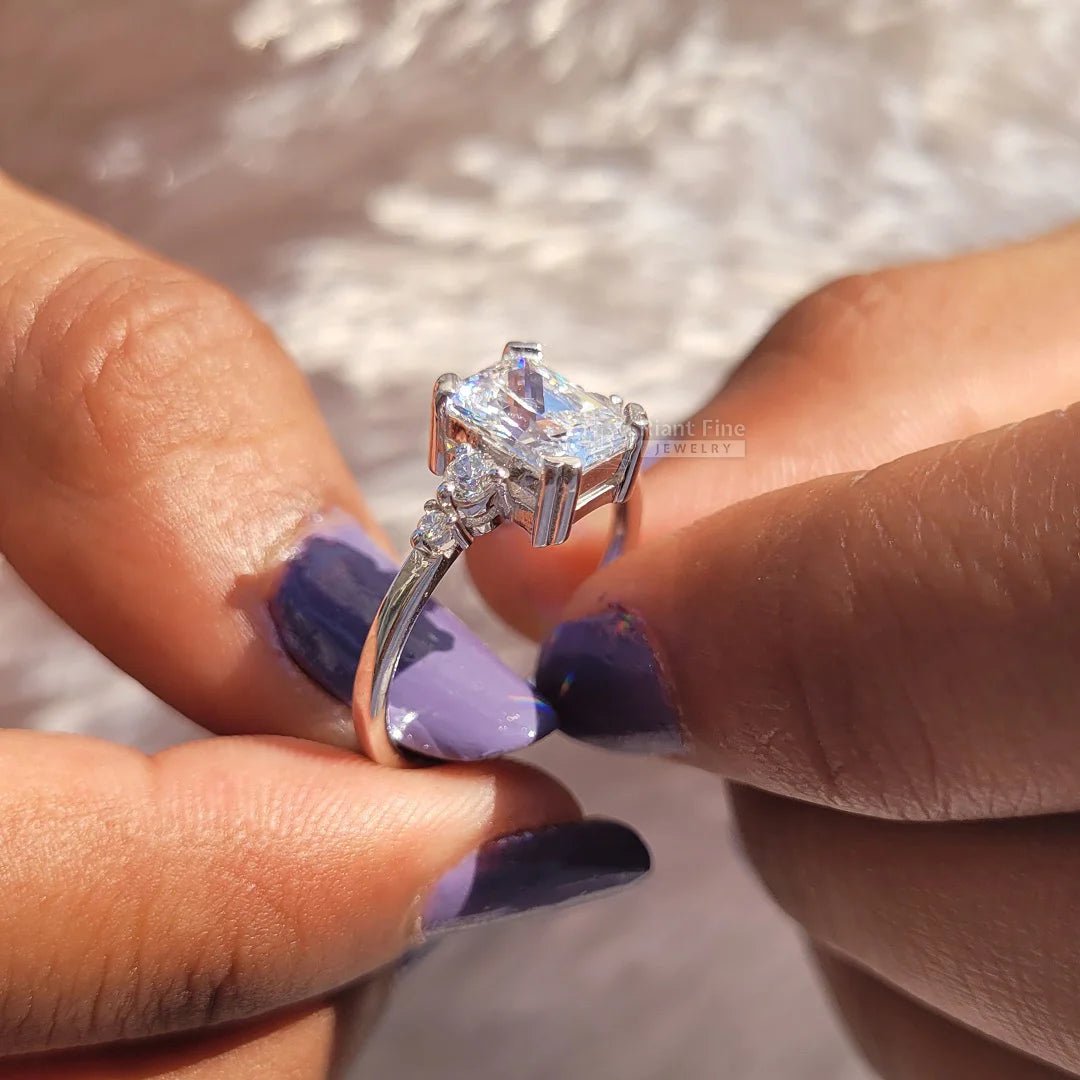 Unique Radiant Diamond Gold Vintage Engagement Ring - Riant Fine Jewelry