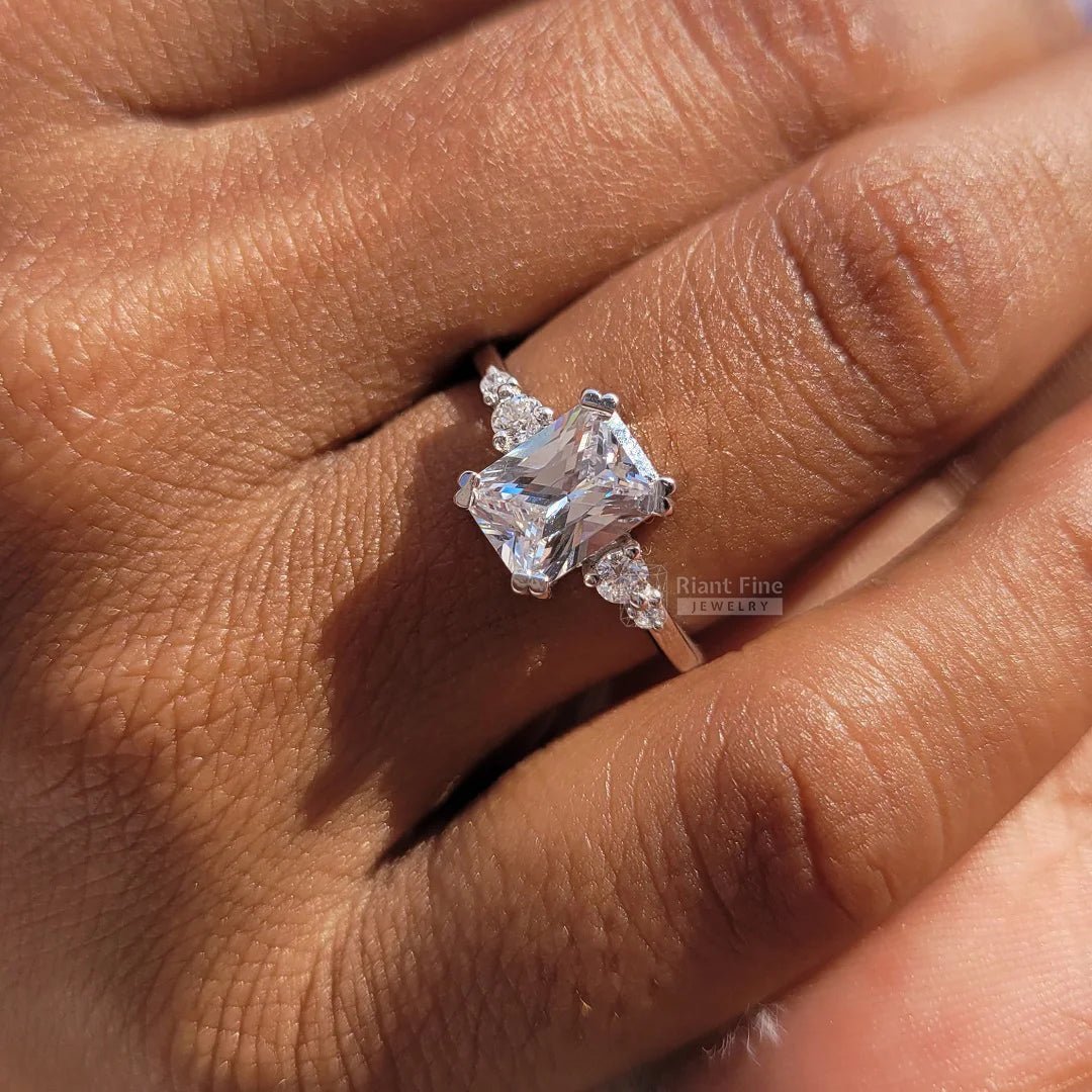 Unique Radiant Diamond Gold Vintage Engagement Ring - Riant Fine Jewelry